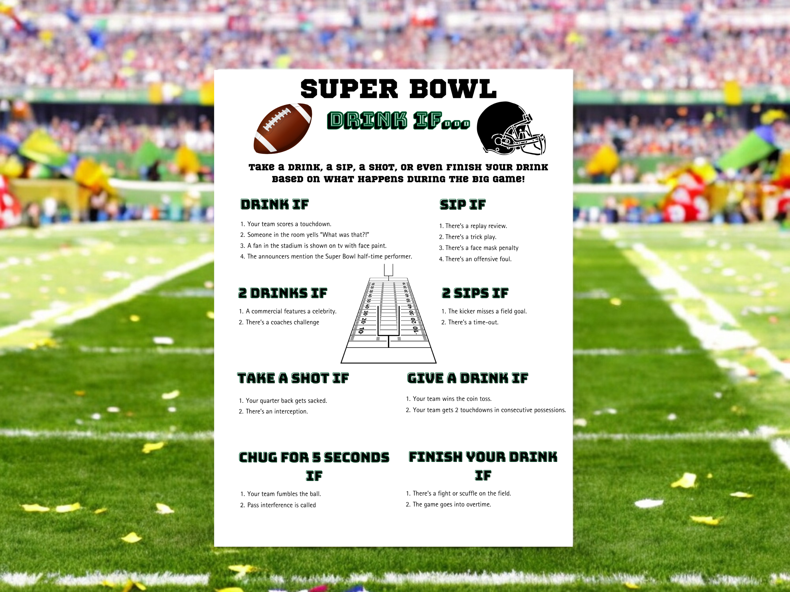 Super Bowl Drink If - Instant Download