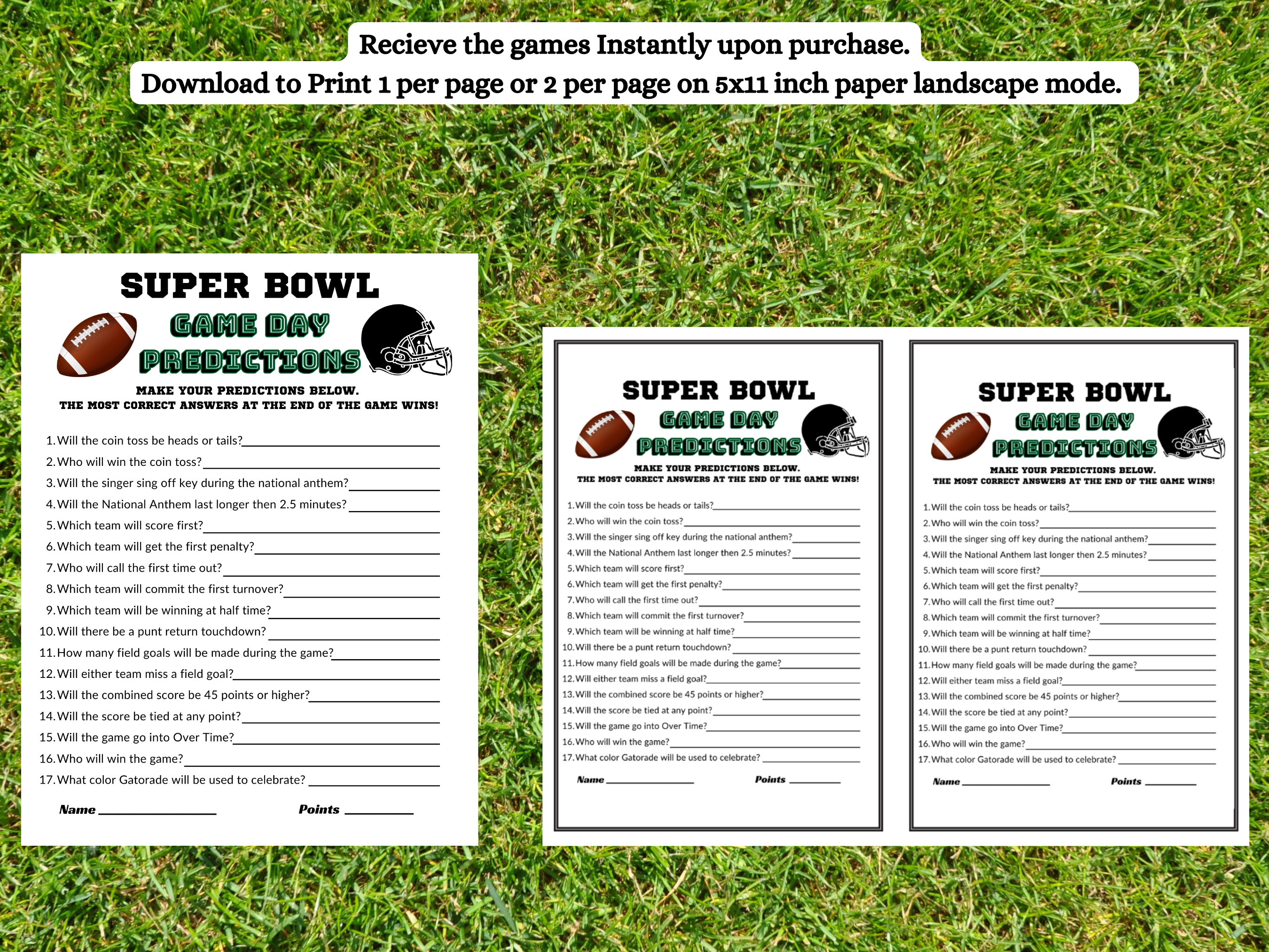 Super Bowl Game Predictions - Instant Download
