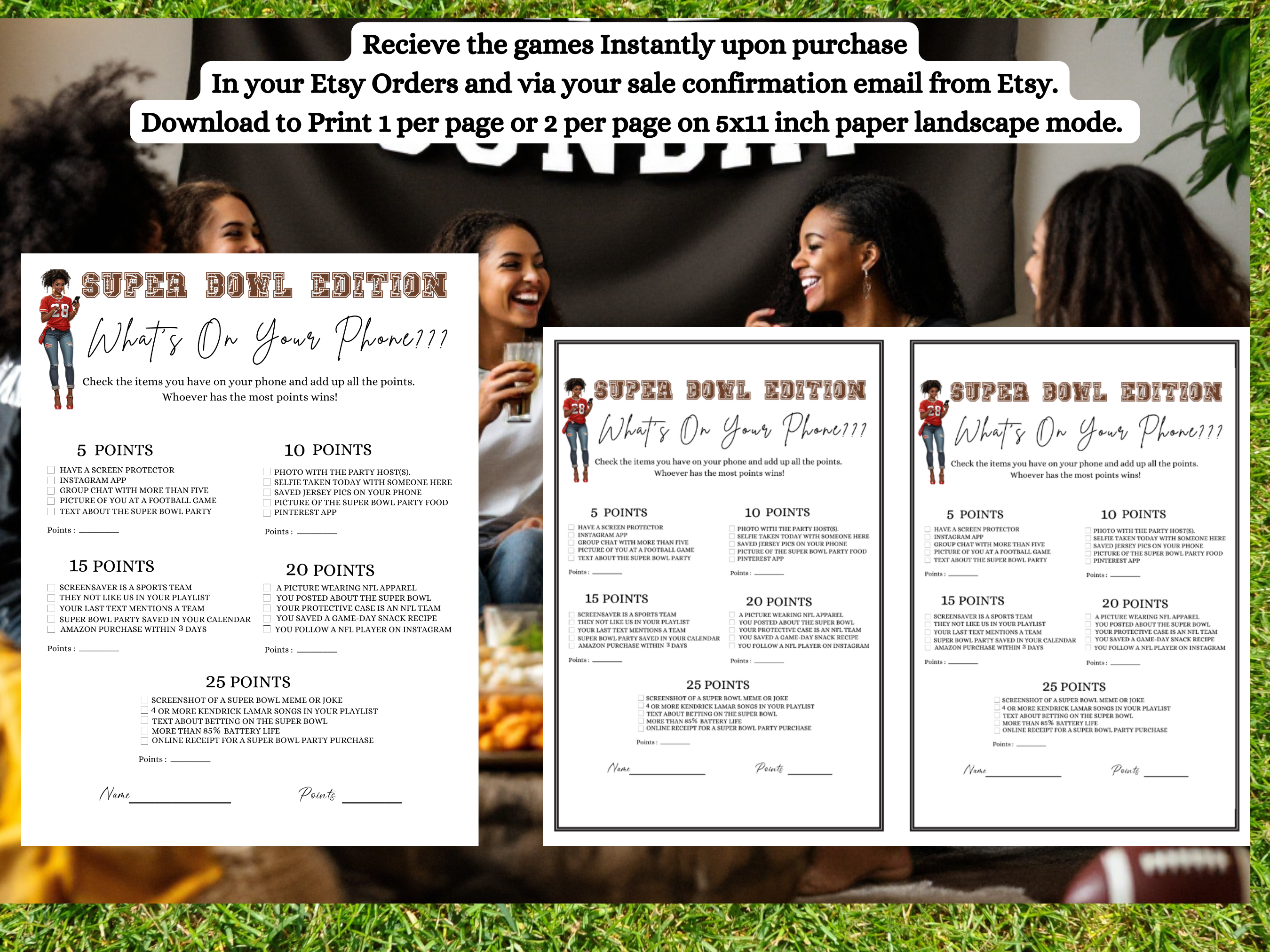 Super Bowl Whats On Your Phone African American Instant Download