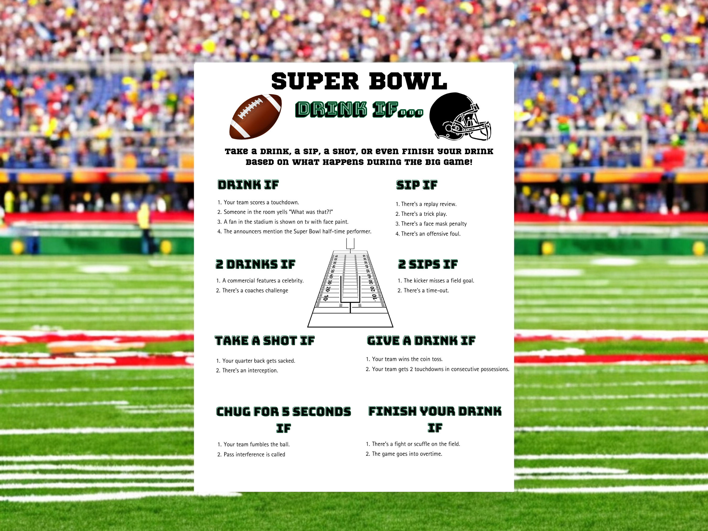 Super Bowl Drink If - Instant Download