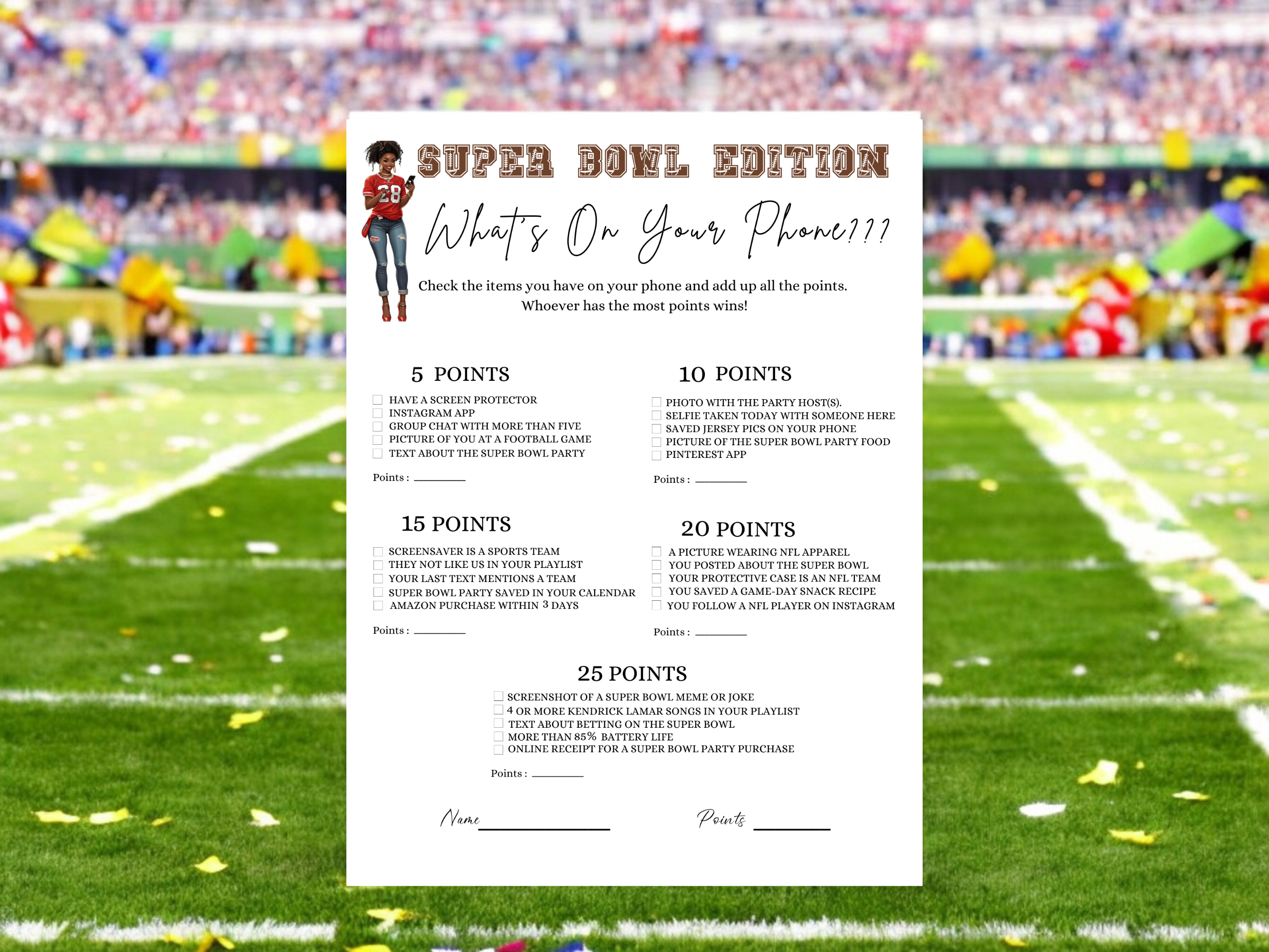 Super Bowl Whats On Your Phone African American Instant Download