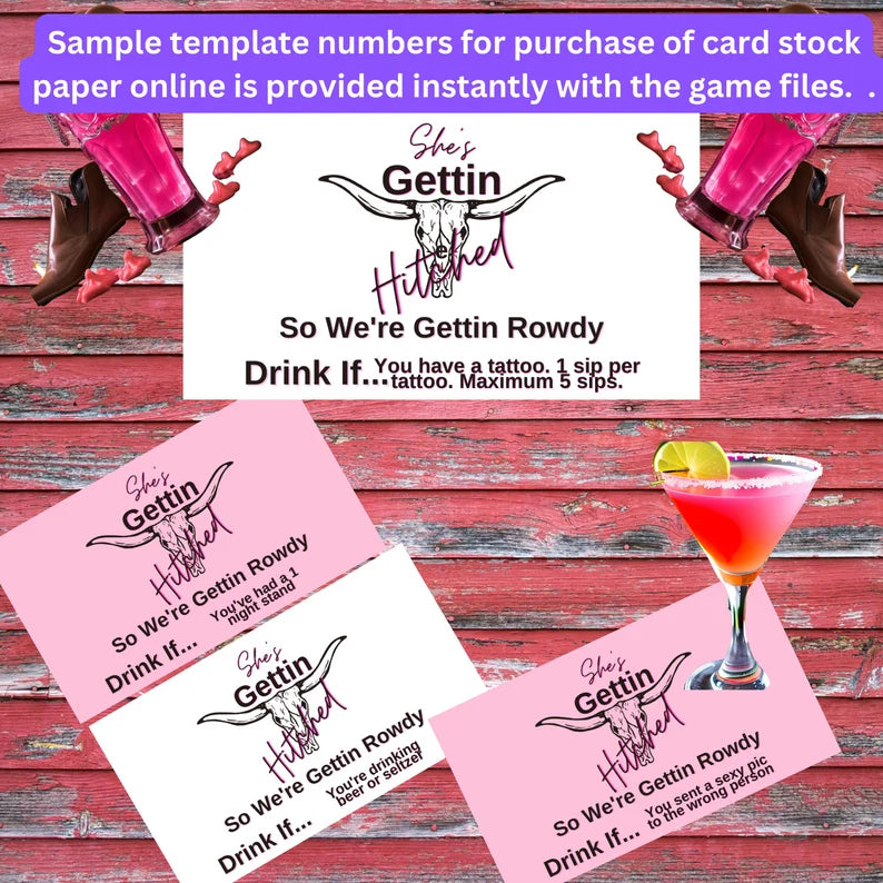Nashville Bachelorette Party Games, Gettin Hitched, Gettin Rowdy, Last Rodeo Bachelorette Games, Bachelorette Drink Games, Instant Print
