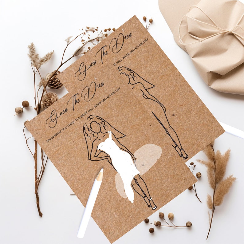 Black Bridal Shower Game, PRINTED and SHIPPED to you, Different Bridal Shower Game, Guess The Dress Game, Wedding Fun Bridal Shower Game