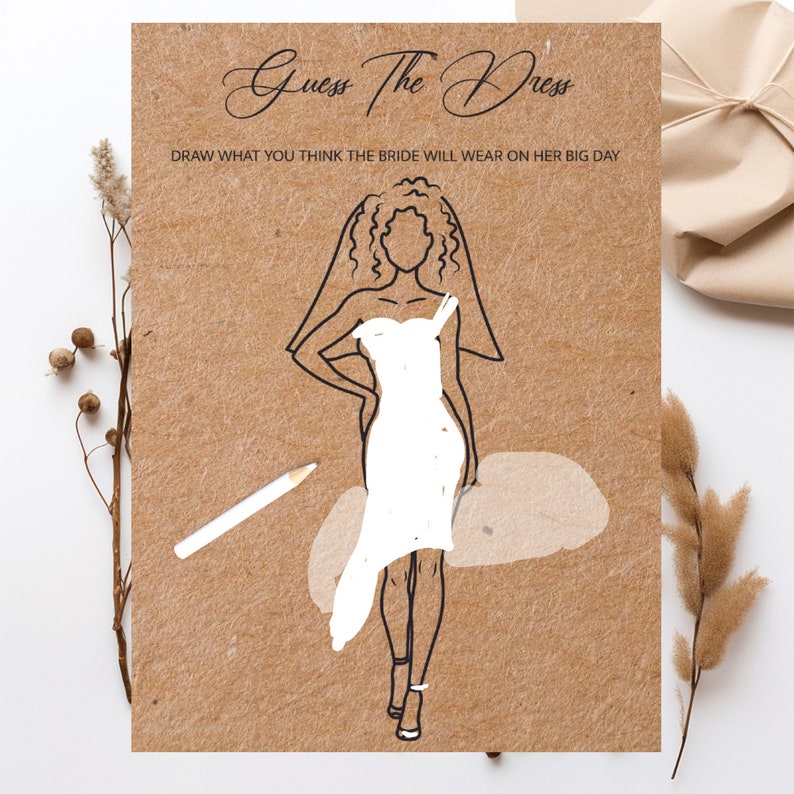 Black Bridal Shower Game, PRINTED and SHIPPED to you, Different Bridal Shower Game, Guess The Dress Game, Wedding Fun Bridal Shower Game