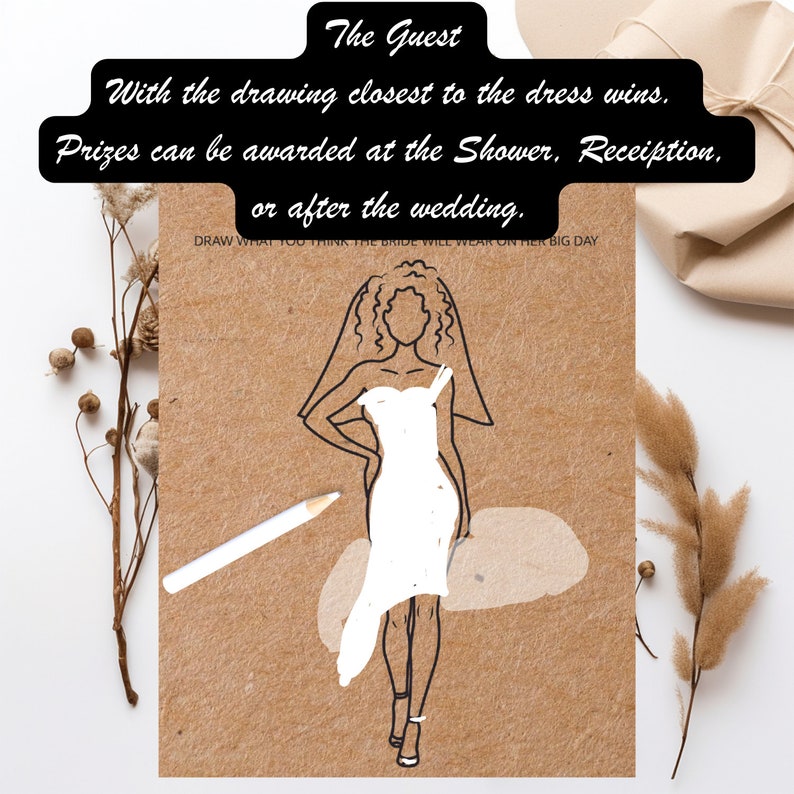 Black Bridal Shower Game, PRINTED and SHIPPED to you, Different Bridal Shower Game, Guess The Dress Game, Wedding Fun Bridal Shower Game