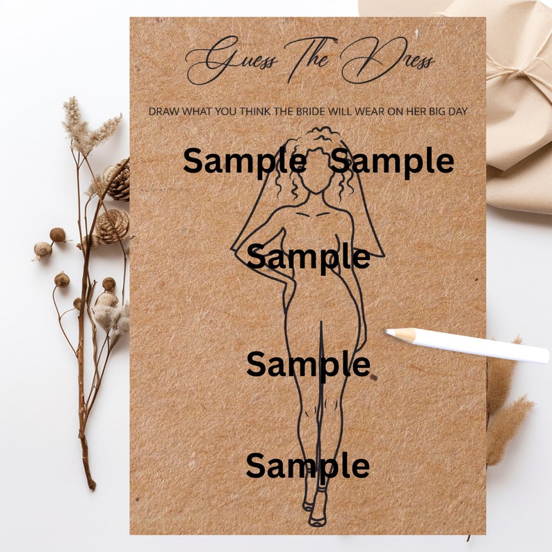 Black Bridal Shower Game, PRINTED and SHIPPED to you, Different Bridal Shower Game, Guess The Dress Game, Wedding Fun Bridal Shower Game