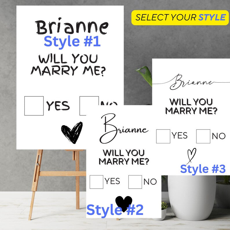 Fun Proposal Idea | Custom Proposal Will You Marry Me Sign | Personalized Name Wedding or Marriage Proposal Idea Printed Sign for Decoration