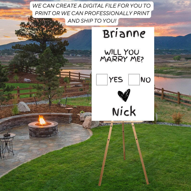 Fun Proposal Idea | Custom Proposal Will You Marry Me Sign | Personalized Name Wedding or Marriage Proposal Idea Printed Sign for Decoration