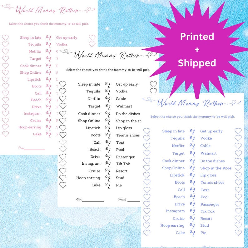 Özel Bebek Duşu, Baskılı Bebek Duşu Oyunu, Bebek Duşu Oyunları, Anne İster Mi İster Mi Minimalist Bebek Duşu Oyunu Modern