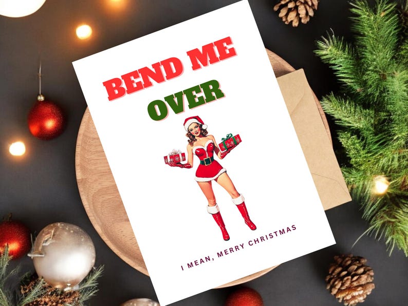 Printed + Shipped, African American Christmas, Husband Christmas Gift, Boyfriend Christmas, Raunchy Card, Christmas Card for Boyfriend