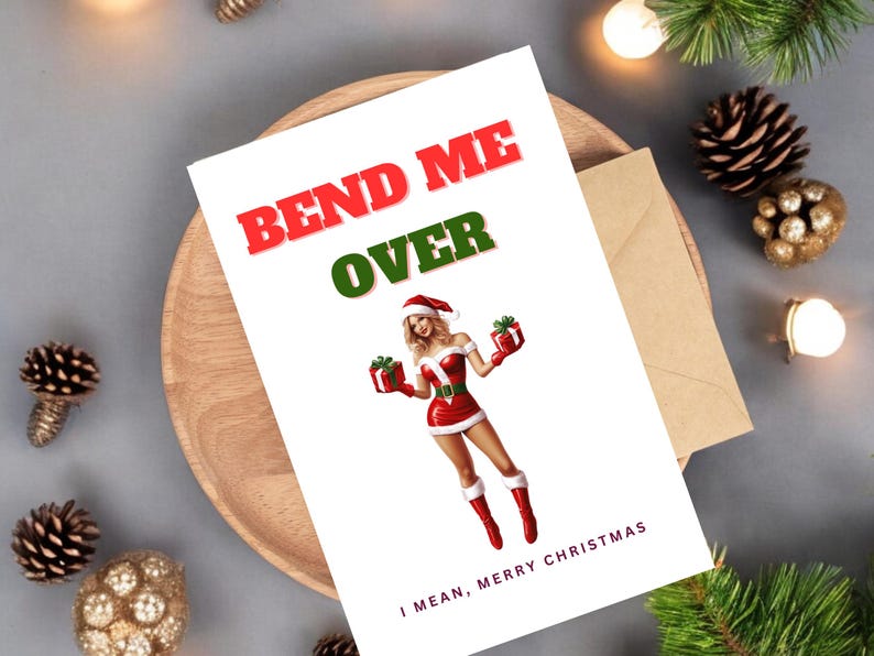 Printed + Shipped, African American Christmas, Husband Christmas Gift, Boyfriend Christmas, Raunchy Card, Christmas Card for Boyfriend