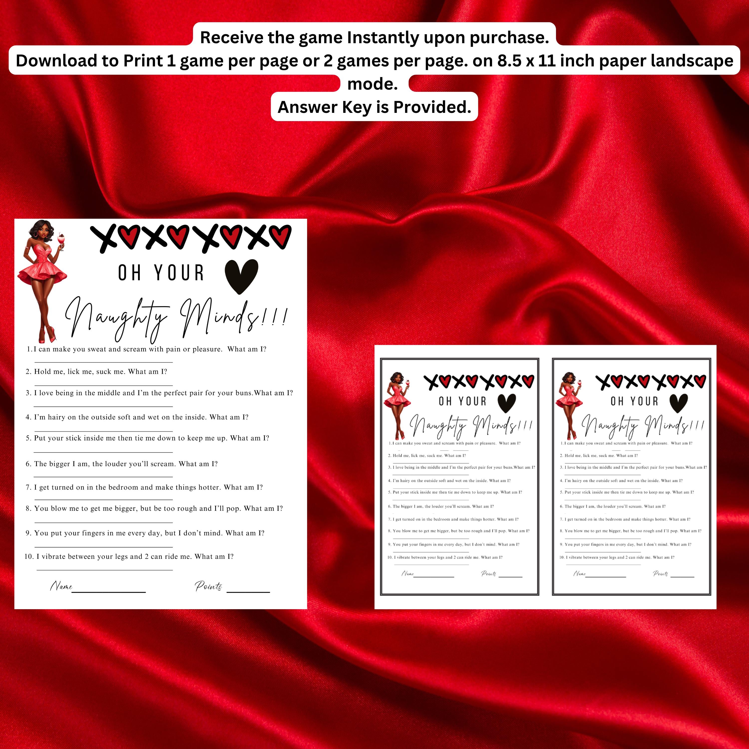 Naughty Minds African American games, African American Girls Night Games, Dirty Minds Game, Naughty Minds, Bachelorette Party Games, Bridal Shower Games, Galentines Games, African American, Baby Shower Games