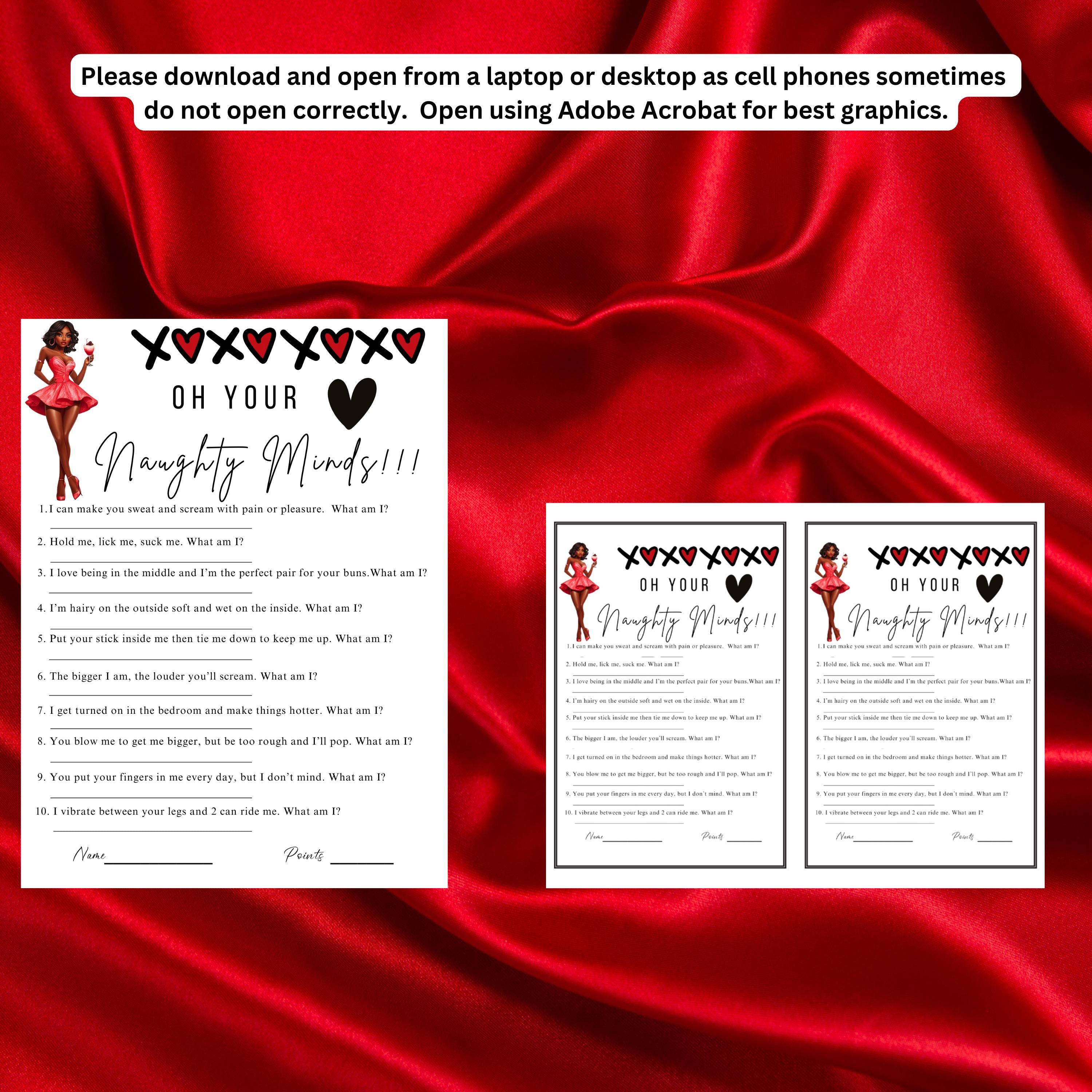 Naughty Minds African American games, African American Girls Night Games, Dirty Minds Game, Naughty Minds, Bachelorette Party Games, Bridal Shower Games, Galentines Games, African American, Baby Shower Games