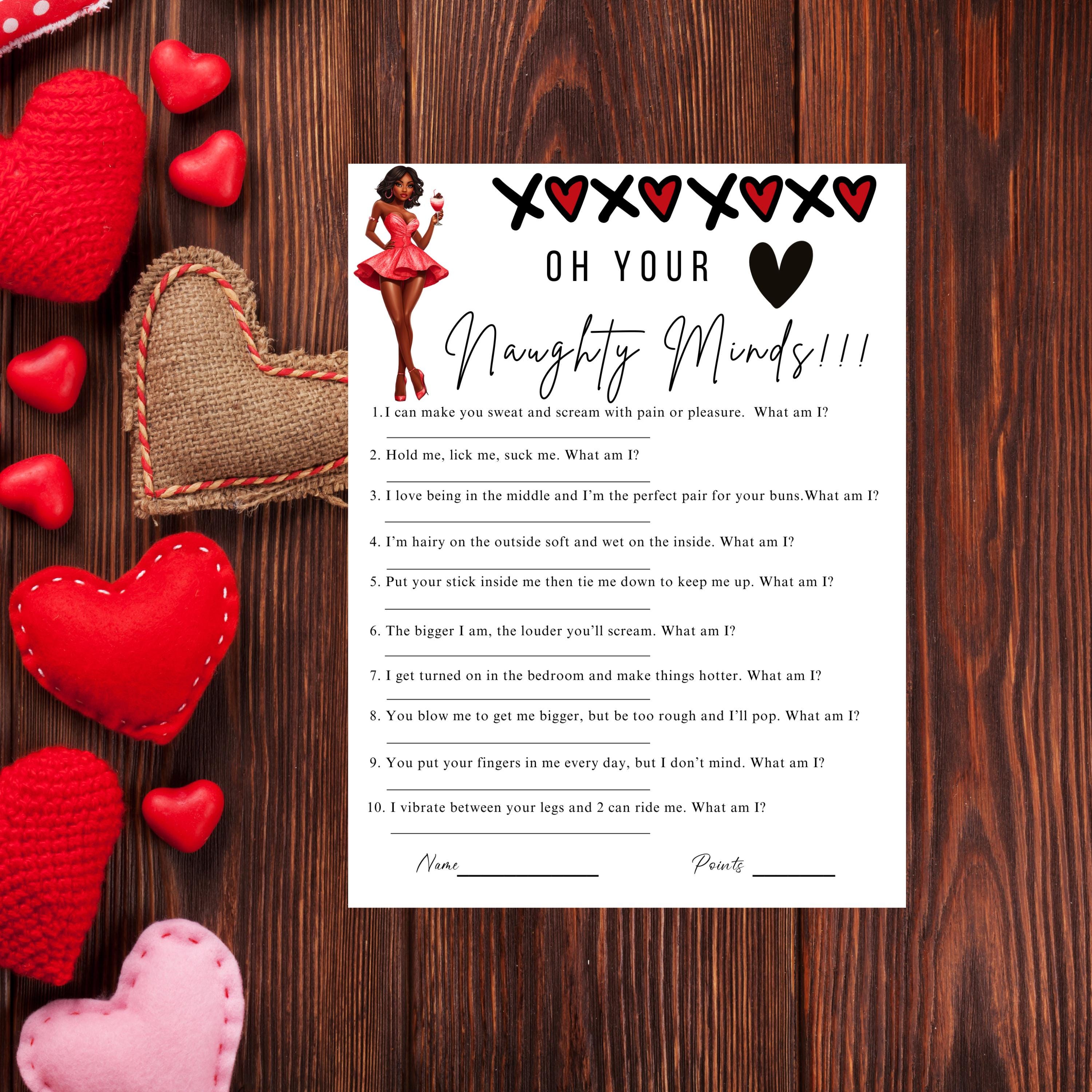 American Girls Night Games, Dirty Minds Game, Naughty Minds, Bachelorette Party Games, Bridal Shower Games, Galentines Games, African American, Baby Shower Games instant download, printable