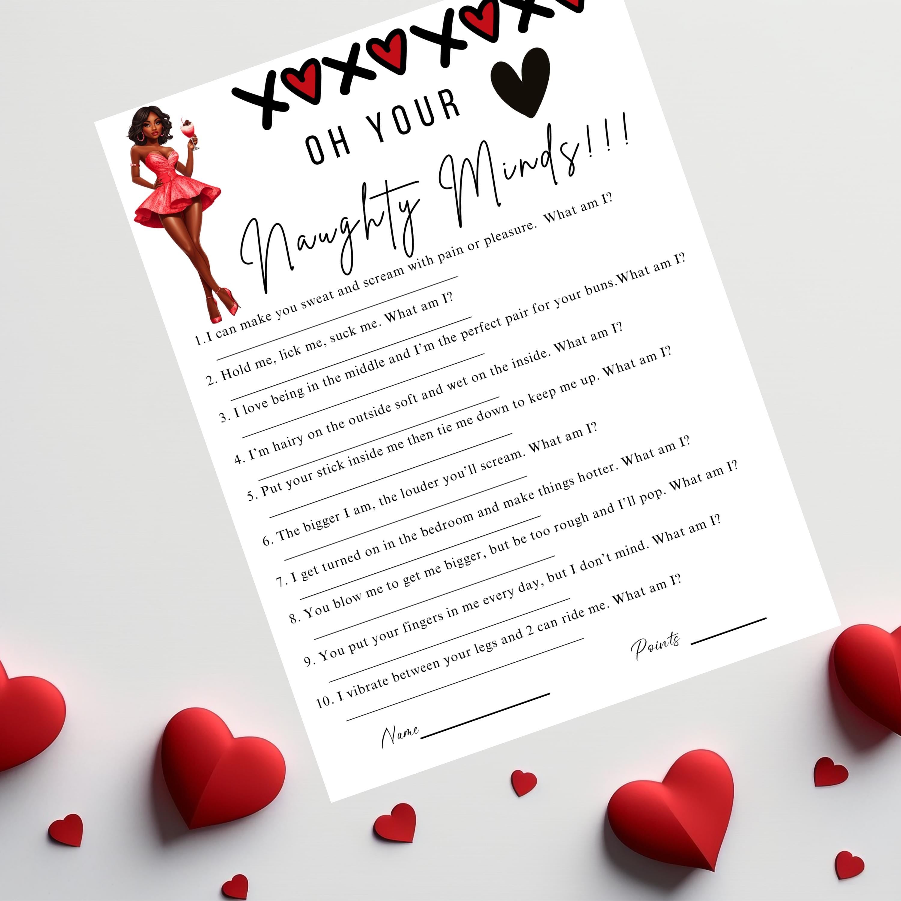 American Girls Night Games, Dirty Minds Game, Naughty Minds, Bachelorette Party Games, Bridal Shower Games, Galentines Games, African American, Baby Shower Games instant download, printable