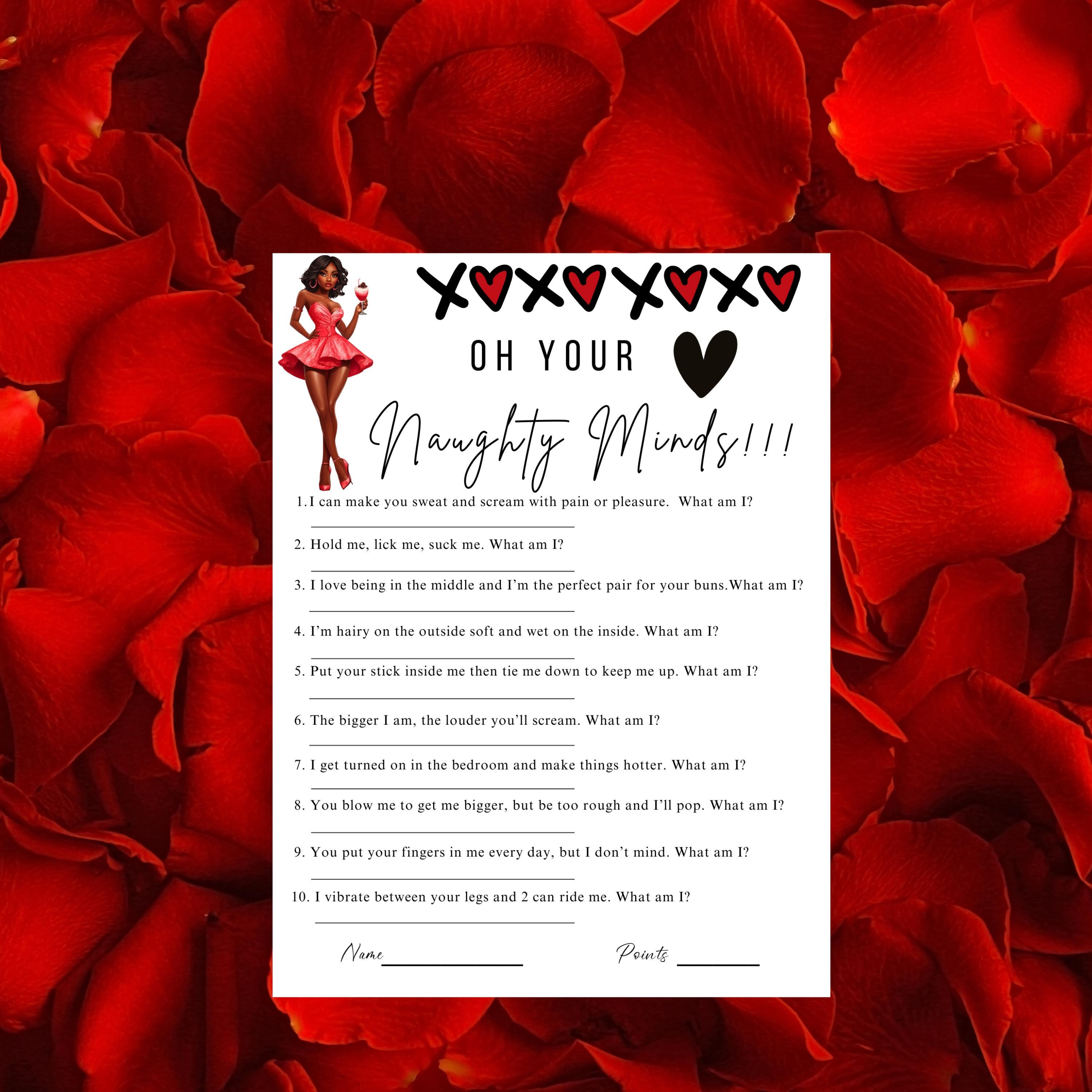 American Girls Night Games, Dirty Minds Game, Naughty Minds, Bachelorette Party Games, Bridal Shower Games, Galentines Games, African American, Baby Shower Games instant download, printable