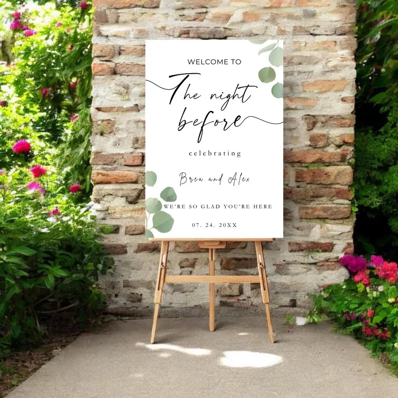 Rehearsal Dinner Sign On Foam Core, Wedding Rehearsal Dinner Signs Speedy Orders, Rehearsal Dinner Sign Eucalyptus, Sign The Night Before